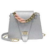 Small Square Bag with Metal Buckle, Portable Shoulder Messenger