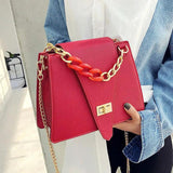 Small Square Bag with Metal Buckle, Portable Shoulder Messenger