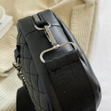 Rhombus Pattern Leather Crossbody Bag with Small Purse