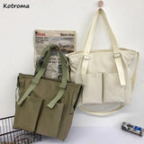 Canvas Shoulder Bags Solid Unisex School Book Bag Large Capacity Water-proof