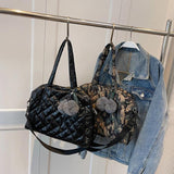 Quilted Shoulder Bag Large Capacity Lady Handbag Nylon Crossbody Bag for Travel