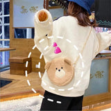 Bear Face Small Round Bag Lolita Girl Cross Body Bag