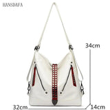Women Backpack Handbag Large Capacity Casual Shoulder Bag Rivet Tote