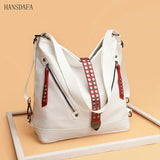 Women Backpack Handbag Large Capacity Casual Shoulder Bag Rivet Tote