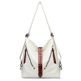 Women Backpack Handbag Large Capacity Casual Shoulder Bag Rivet Tote