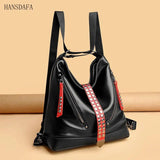 Women Backpack Handbag Large Capacity Casual Shoulder Bag Rivet Tote