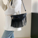 Spring Small Waist Pack PU Leather Dumpling Shaped Handbag Tassel Chest Bag