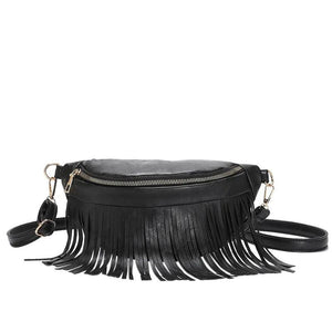 Spring Small Waist Pack PU Leather Dumpling Shaped Handbag Tassel Chest Bag