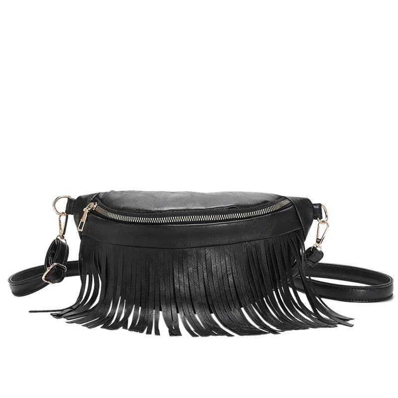 Spring Small Waist Pack PU Leather Dumpling Shaped Handbag Tassel Chest Bag