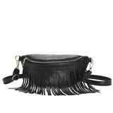 Spring Small Waist Pack PU Leather Dumpling Shaped Handbag Tassel Chest Bag