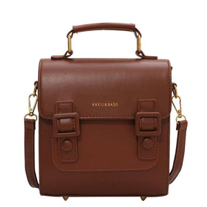 Retro PU Leather College Backpack for Teenage Girls