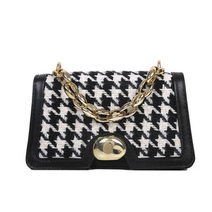 Plaid Crossbody Handbag Totes High PU Leather Chain Shoulder Messenger Bag