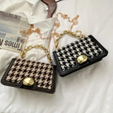 Plaid Crossbody Handbag Totes High PU Leather Chain Shoulder Messenger Bag