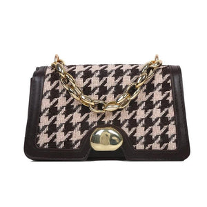 Plaid Crossbody Handbag Totes High PU Leather Chain Shoulder Messenger Bag