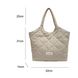 Rhombic Lattice Shoulder Bag Quilted Top-handle Bags Large Capacity Soft Casual
