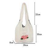 Comic Wool Shoulder Bag Embroidery Handbag Large Capacity