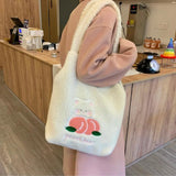 Comic Wool Shoulder Bag Embroidery Handbag Large Capacity