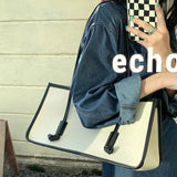 Canvas Shoulder Bags Women Large Capacity Office Ladies Patchwork Handbags