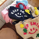 Faux Fur Lamb Wool Crossbody Bag Smiley Face Messenger Purse Handbag