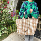 Scottish Pattern Vintage Plaid Female Large Capacity Tote Handbag