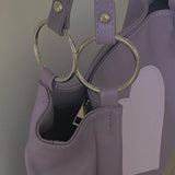 Heart Pattern Women PU Leather Shoulder Bags Female Girl Purple Underarm Bag