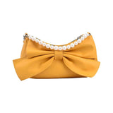 Women Bow Handbag Messenger Bag Soft Leather Shoulder Bag