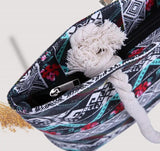 Elephant Print Travel Shoulder Bag Big Capacity Beach Handbag