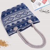 Elephant Print Travel Shoulder Bag Big Capacity Beach Handbag