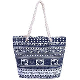 Elephant Print Travel Shoulder Bag Big Capacity Beach Handbag