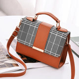 Plaid Flap Women Covered Bag PU Leather Cross Handbag