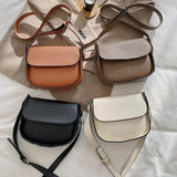 Spring Small Square Saddle Bag PU Leather Retro Lady Handbag