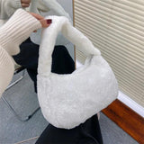 Soft Plush Women Handbags Faux Fur Small Shoulder Bags Winter Solid Female Clutc