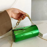 Acrylic Transparent Chain Clutch Handbag Silver Purse