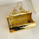 Acrylic Transparent Chain Clutch Handbag Silver Purse