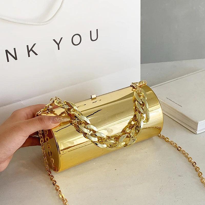 Acrylic Transparent Chain Clutch Handbag Silver Purse