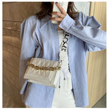 Leather Crossbody Bag with Thick Chain Shoulder Strap