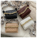 Leather Crossbody Bag with Thick Chain Shoulder Strap