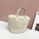 Women's Faux Fur Shoulder Bag Winter Plush Tote Clutch