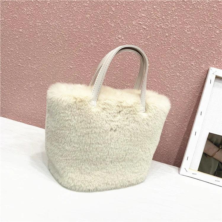 Women's Faux Fur Shoulder Bag Winter Plush Tote Clutch