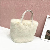 Women's Faux Fur Shoulder Bag Winter Plush Tote Clutch