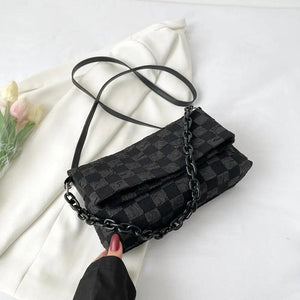 Women Shoulder Bag Plaid Bagcrossbody Chain High-Quality Handbag
