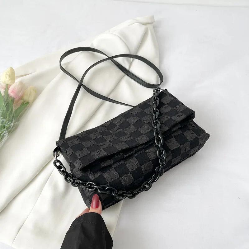 Women Shoulder Bag Plaid Bagcrossbody Chain High-Quality Handbag