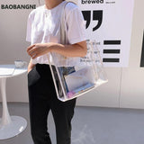 Summer Clear PVC Shoulder Bag Women Beach Shopping Bag