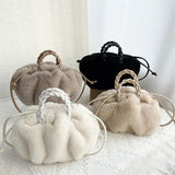 Fluffy Fur Ladies Hand Shopper Bag Women's Plush Tote Shoulder Bags