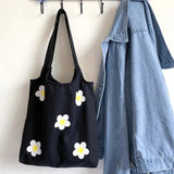 Flower Canvas Women's Bag Shoulder Art Ins Lovely Shopping Tote