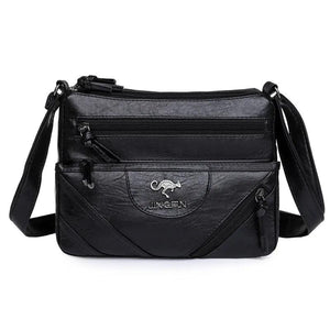 Soft Leather Female Messenger Bag Retro Solid Shoulder Bags Casual Large Capacit