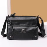 Soft Leather Female Messenger Bag Retro Solid Shoulder Bags Casual Large Capacit