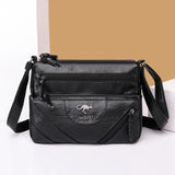 Soft Leather Female Messenger Bag Retro Solid Shoulder Bags Casual Large Capacit