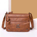 Soft Leather Female Messenger Bag Retro Solid Shoulder Bags Casual Large Capacit