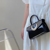 Moon Lock Crocodile Print Crossbody Bag for Women
